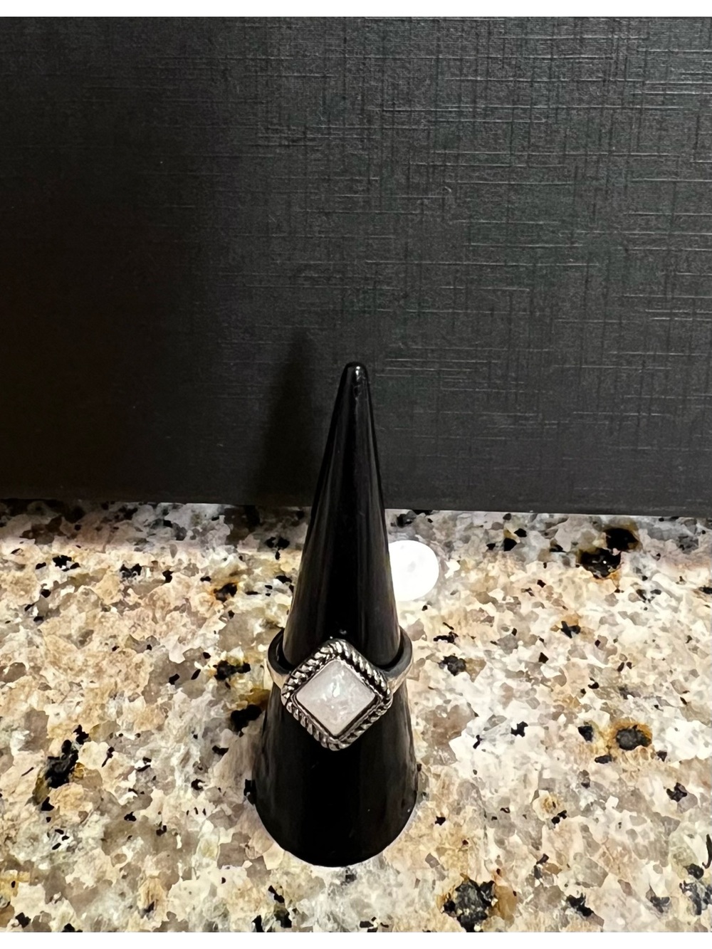 White Stone Square Ring with Rope Detail - Home Accents (Size 8)